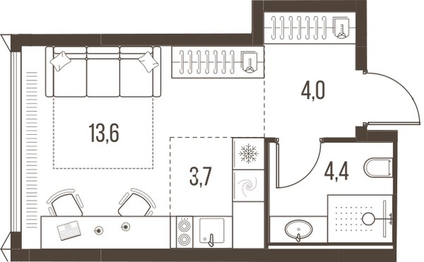 Планировка 25.7 м²