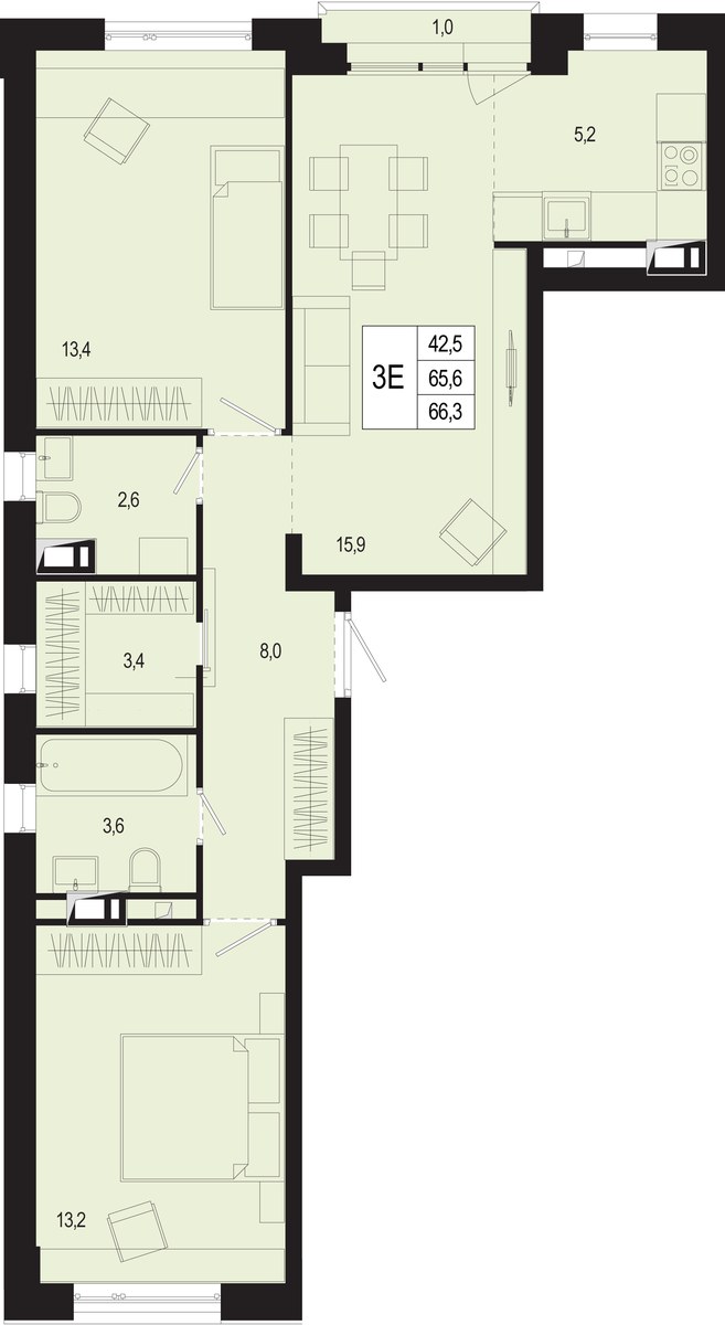 Планировка 68.7 м²