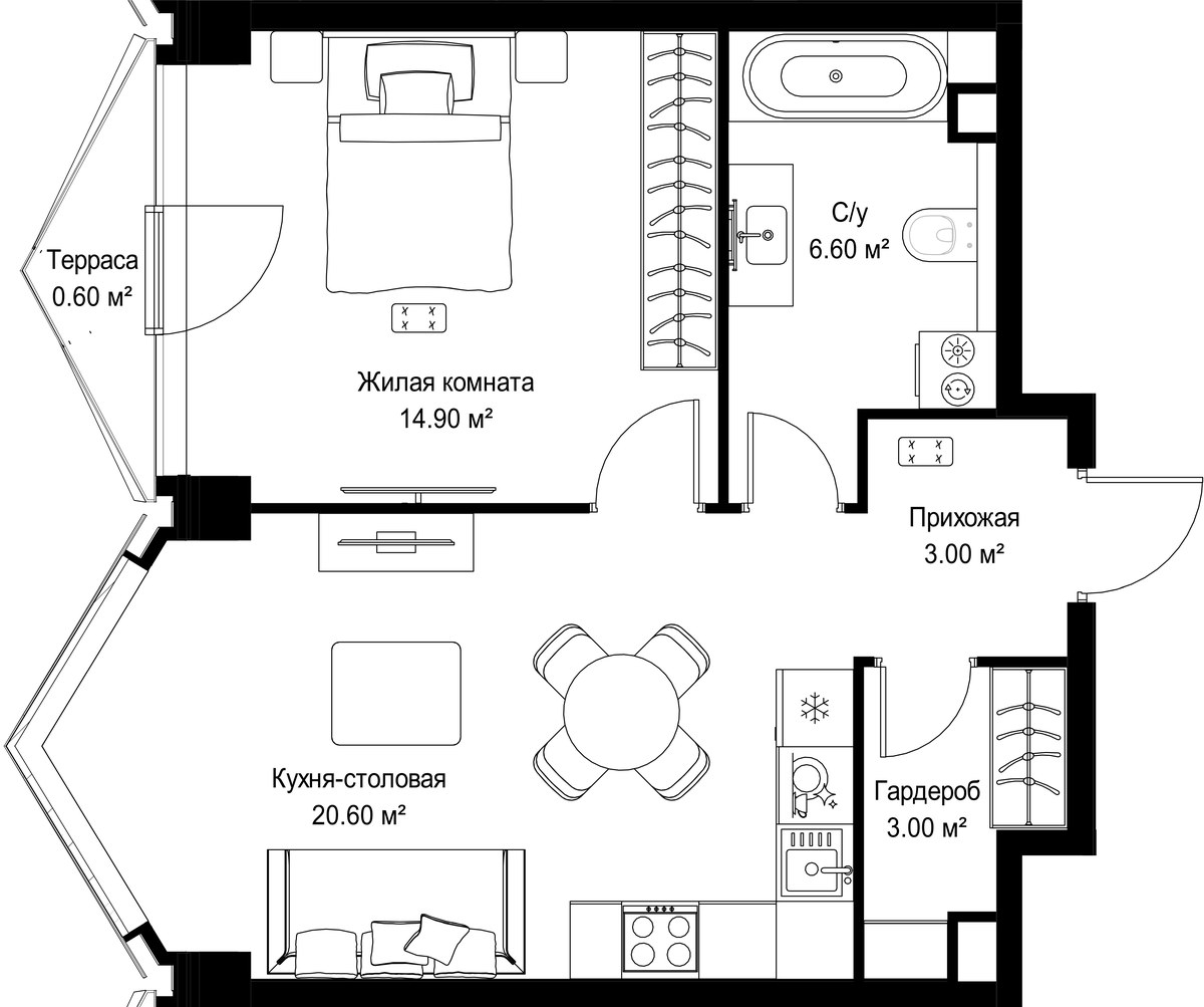 Планировка 48.7 м²