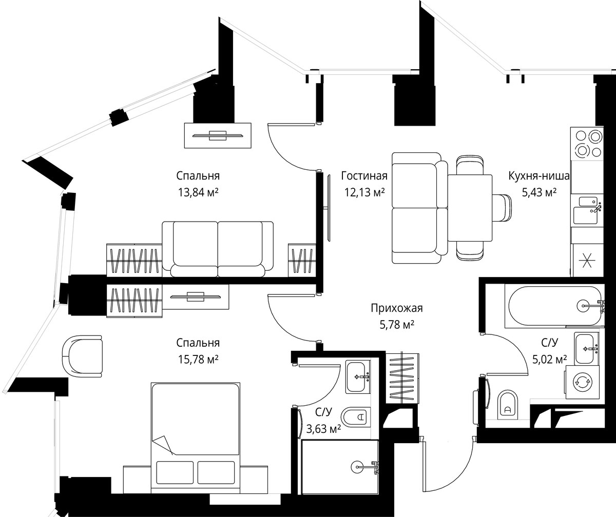 Планировка 61.9 м²