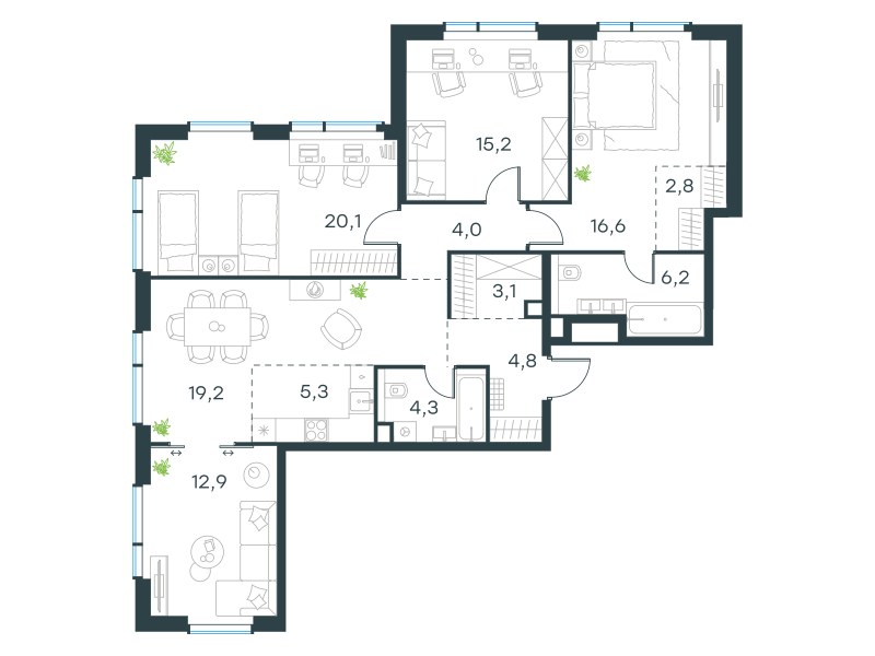 Планировка 114.5 м²