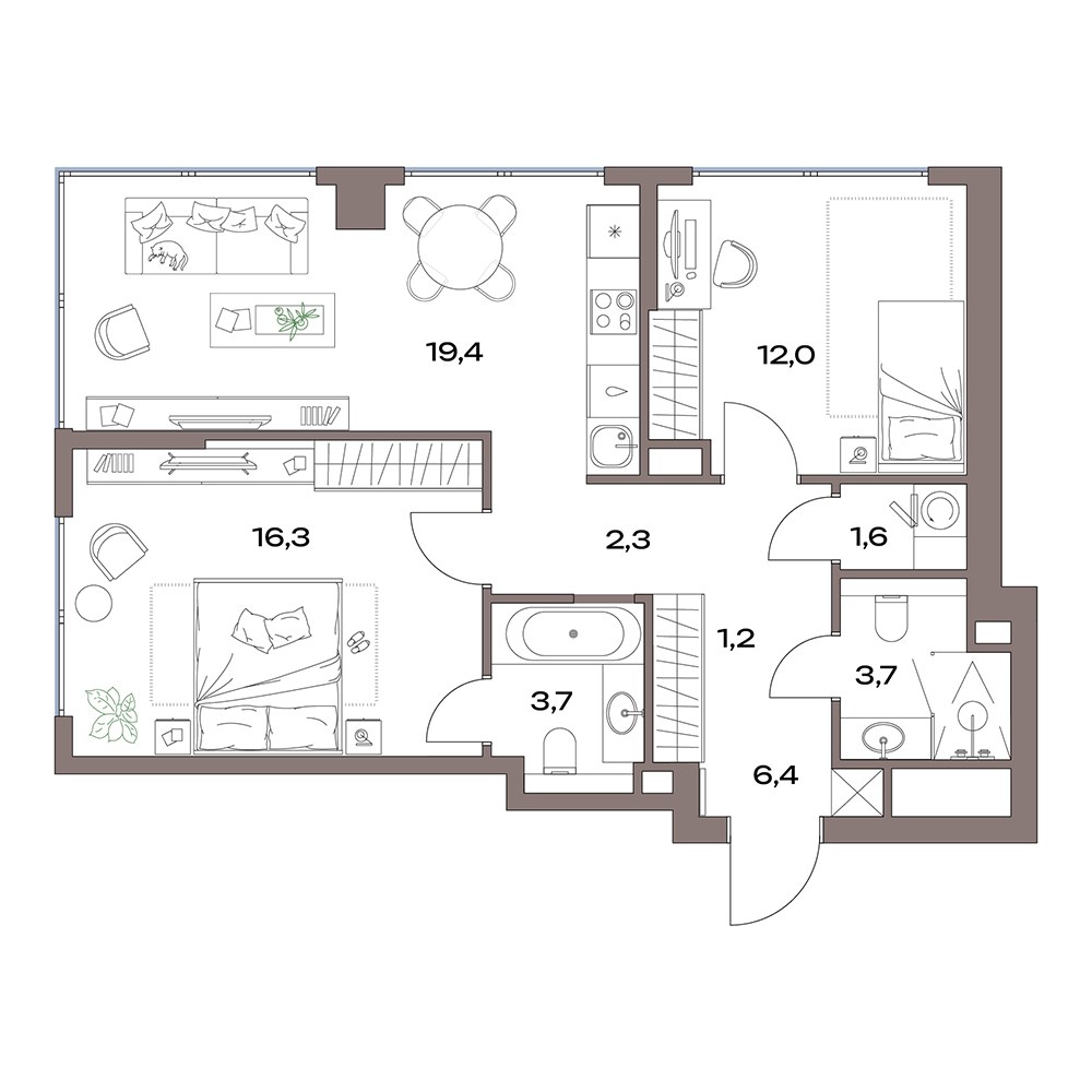 Планировка 67.6 м²