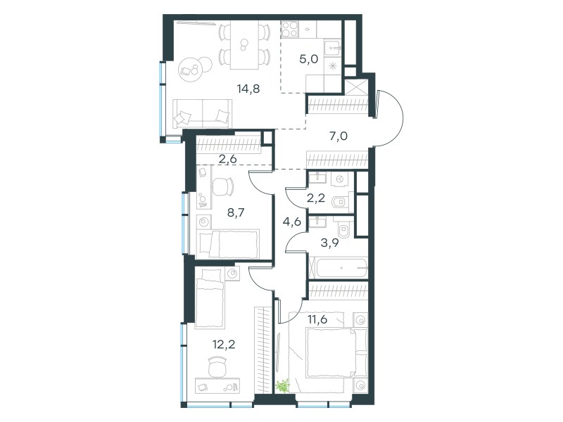 Планировка 72.6 м²