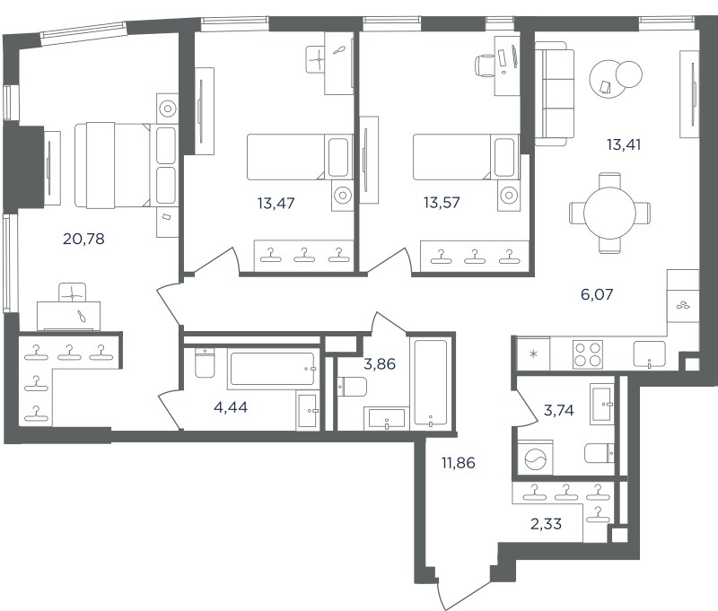 Планировка 93.53 м²