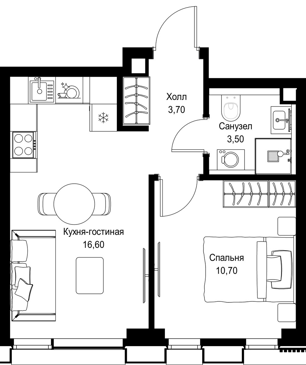 Планировка 34.5 м²