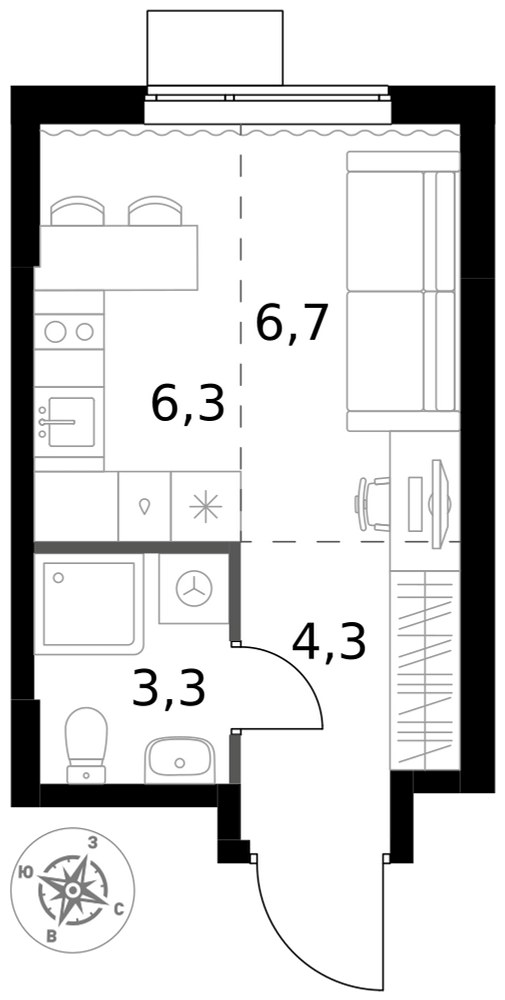 Планировка 20.6 м²
