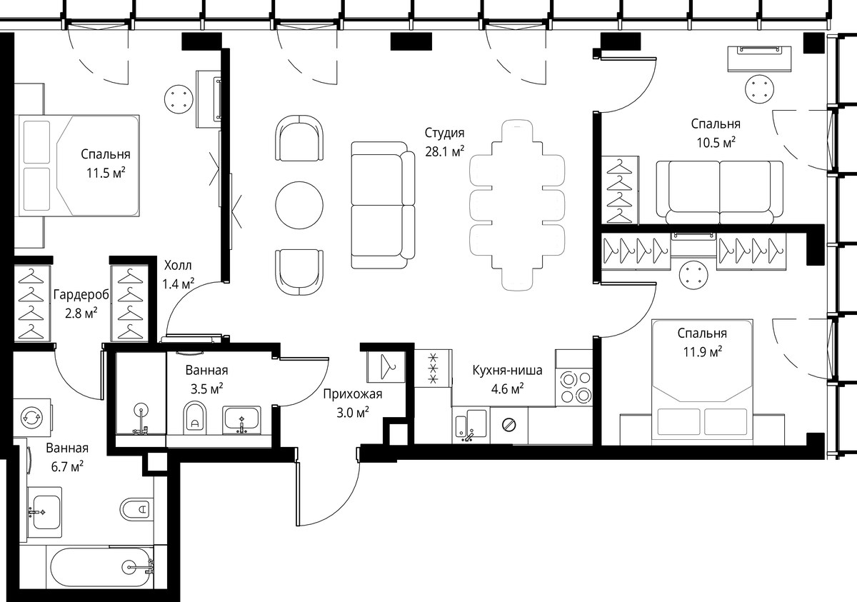 Планировка 84.0 м²