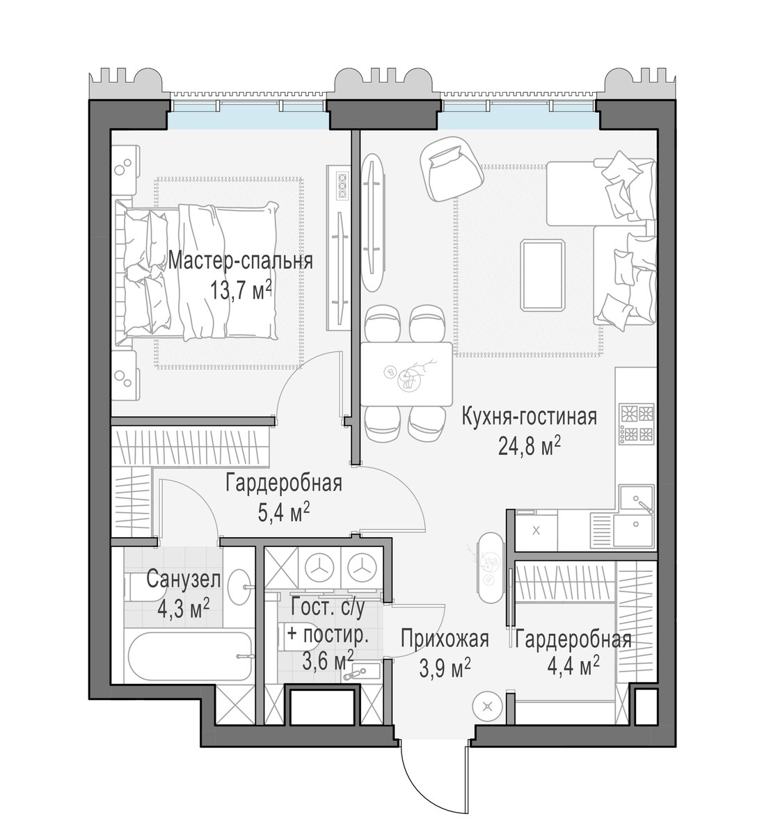 Планировка 60.3 м²