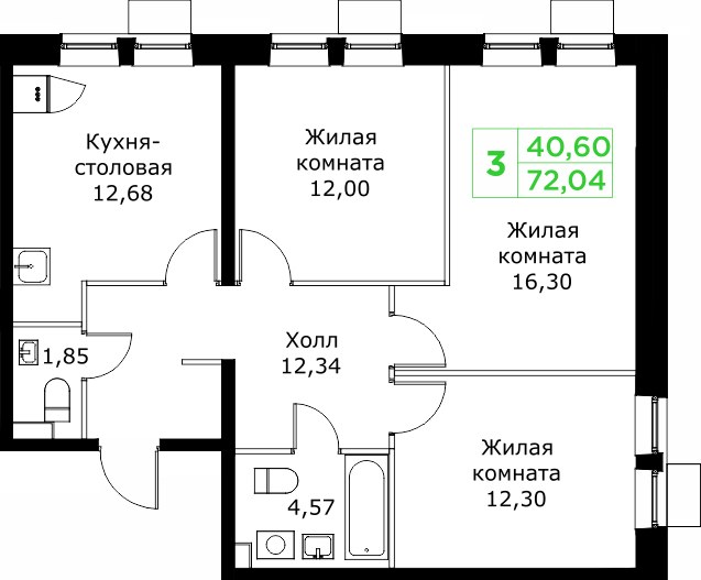Планировка 72.1 м²
