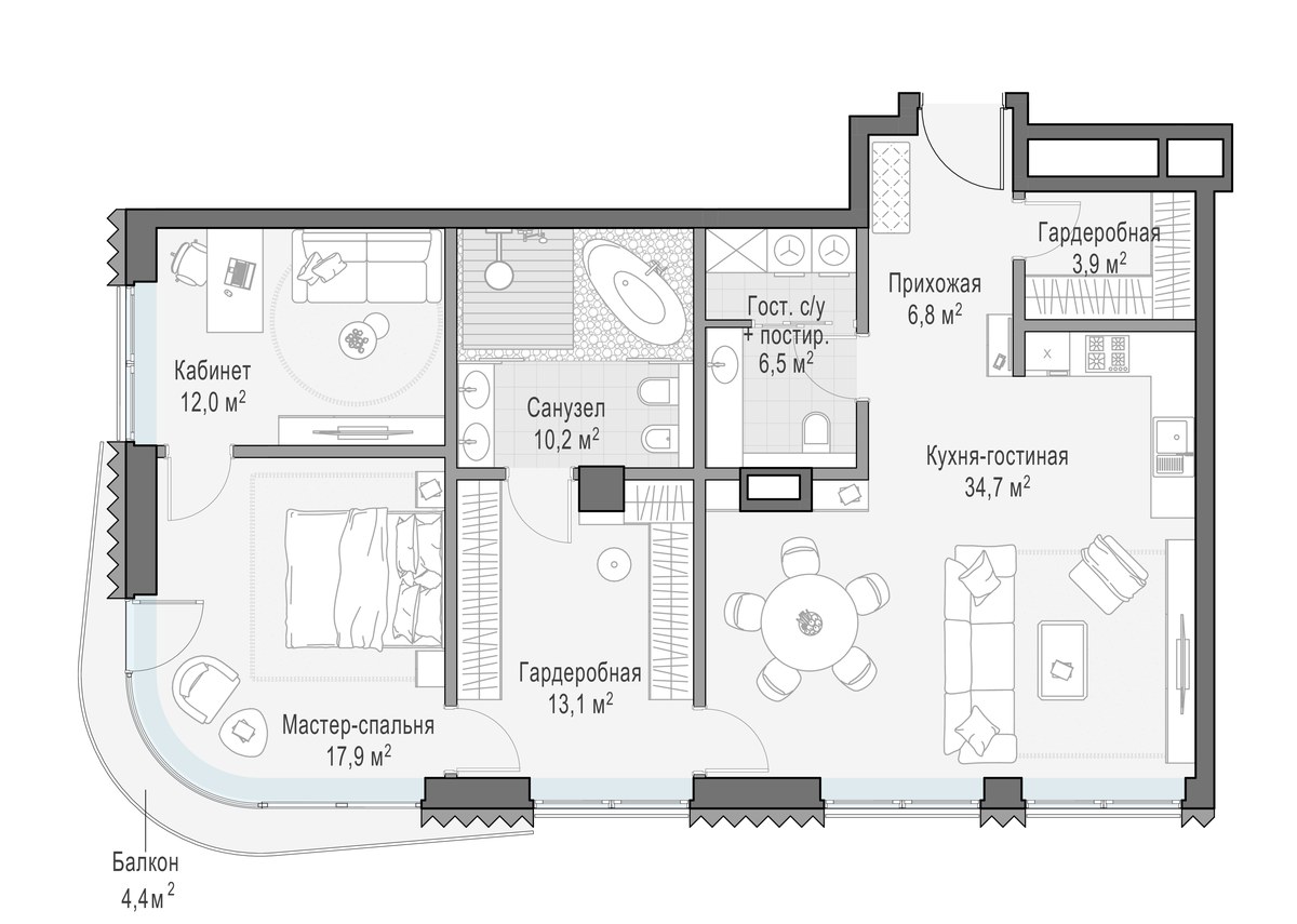 Планировка 105.3 м²