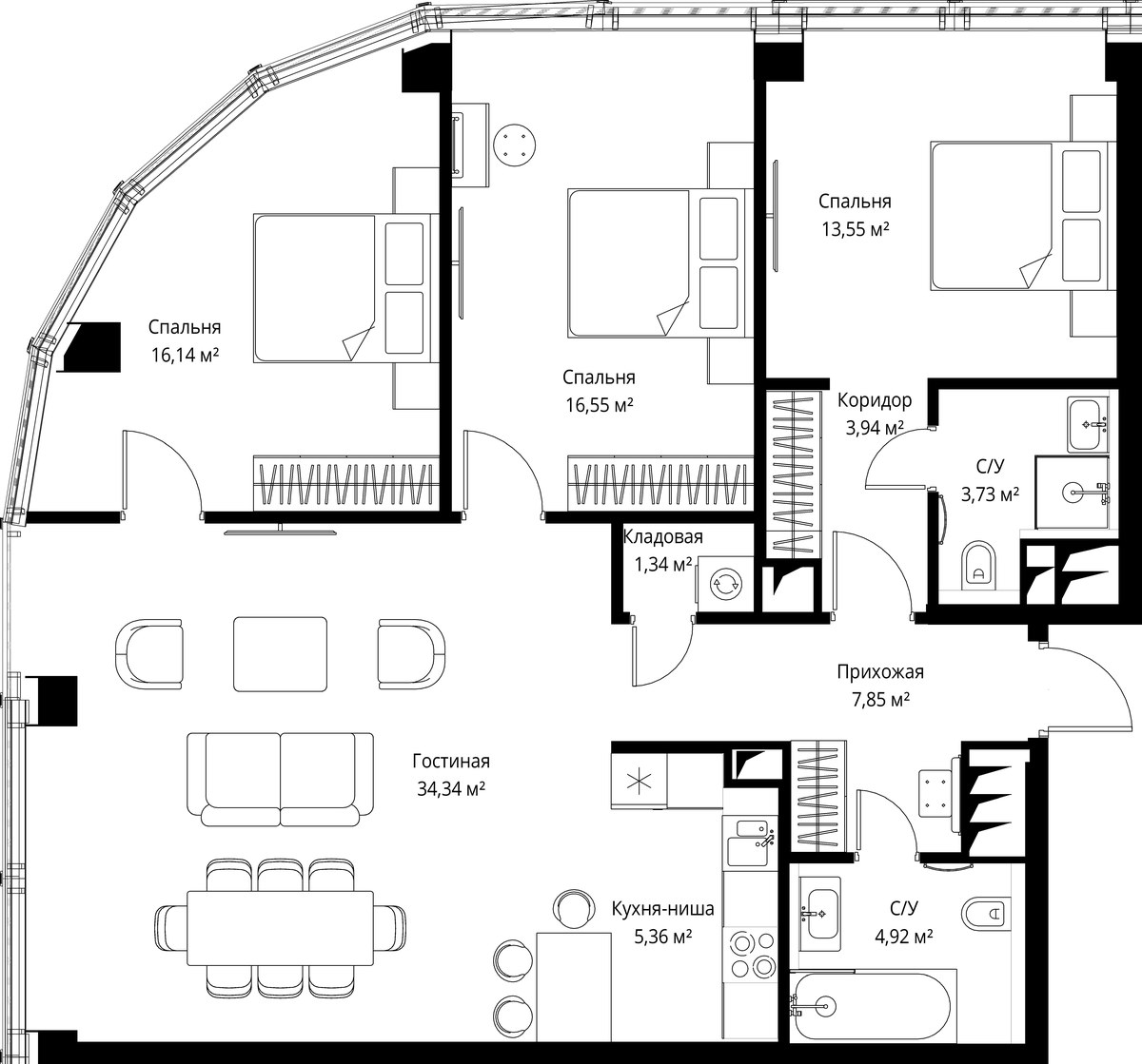 Планировка 107.7 м²