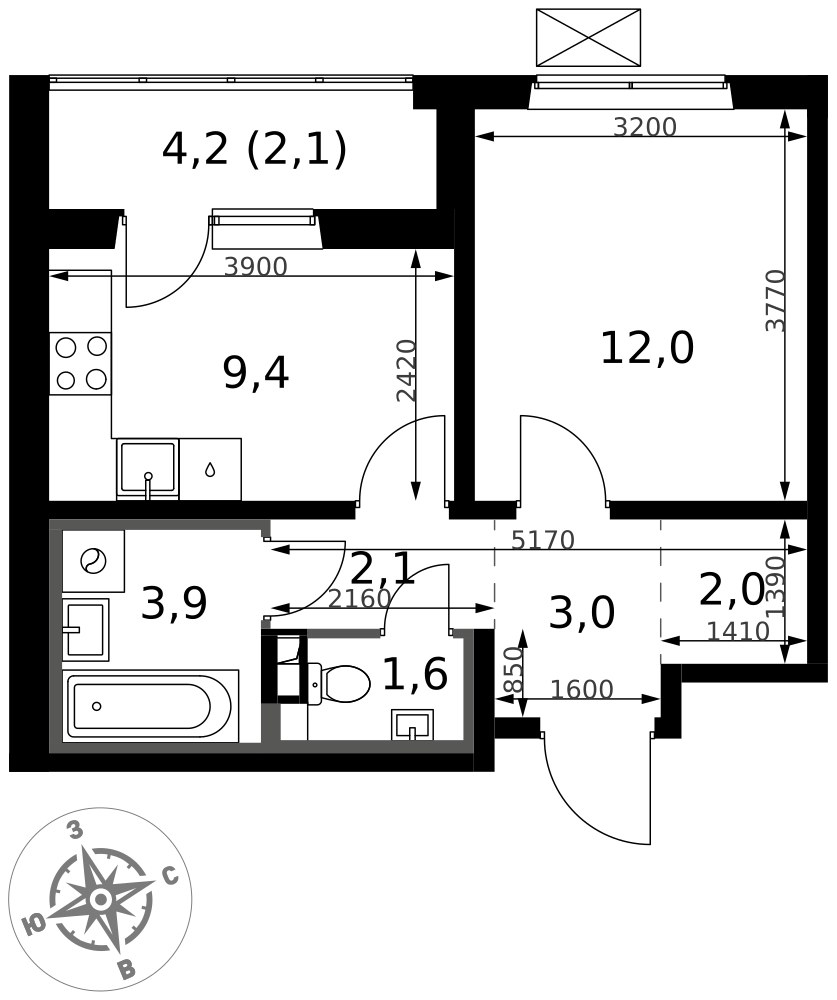 Планировка 36.1 м²