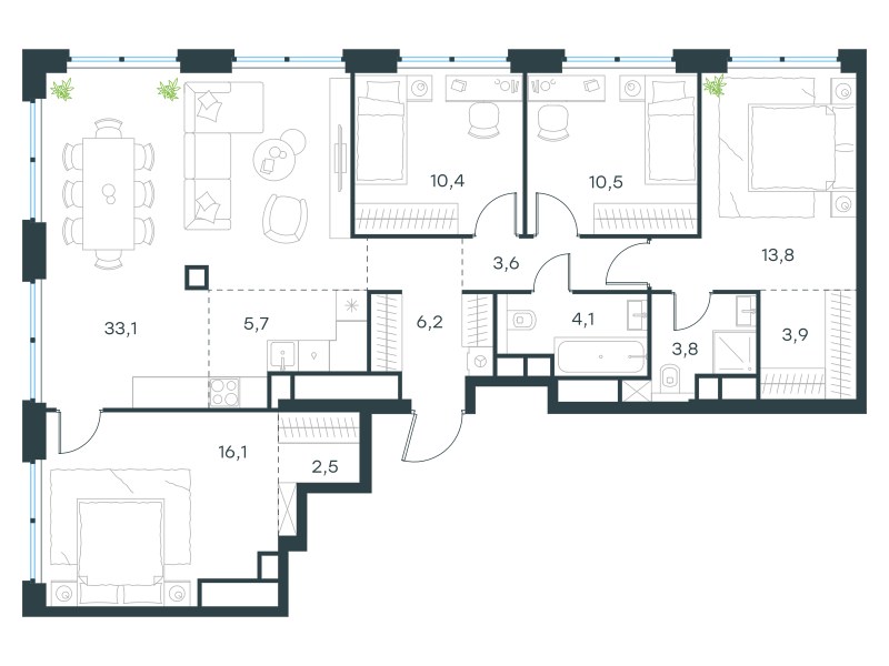 Планировка 113.7 м²