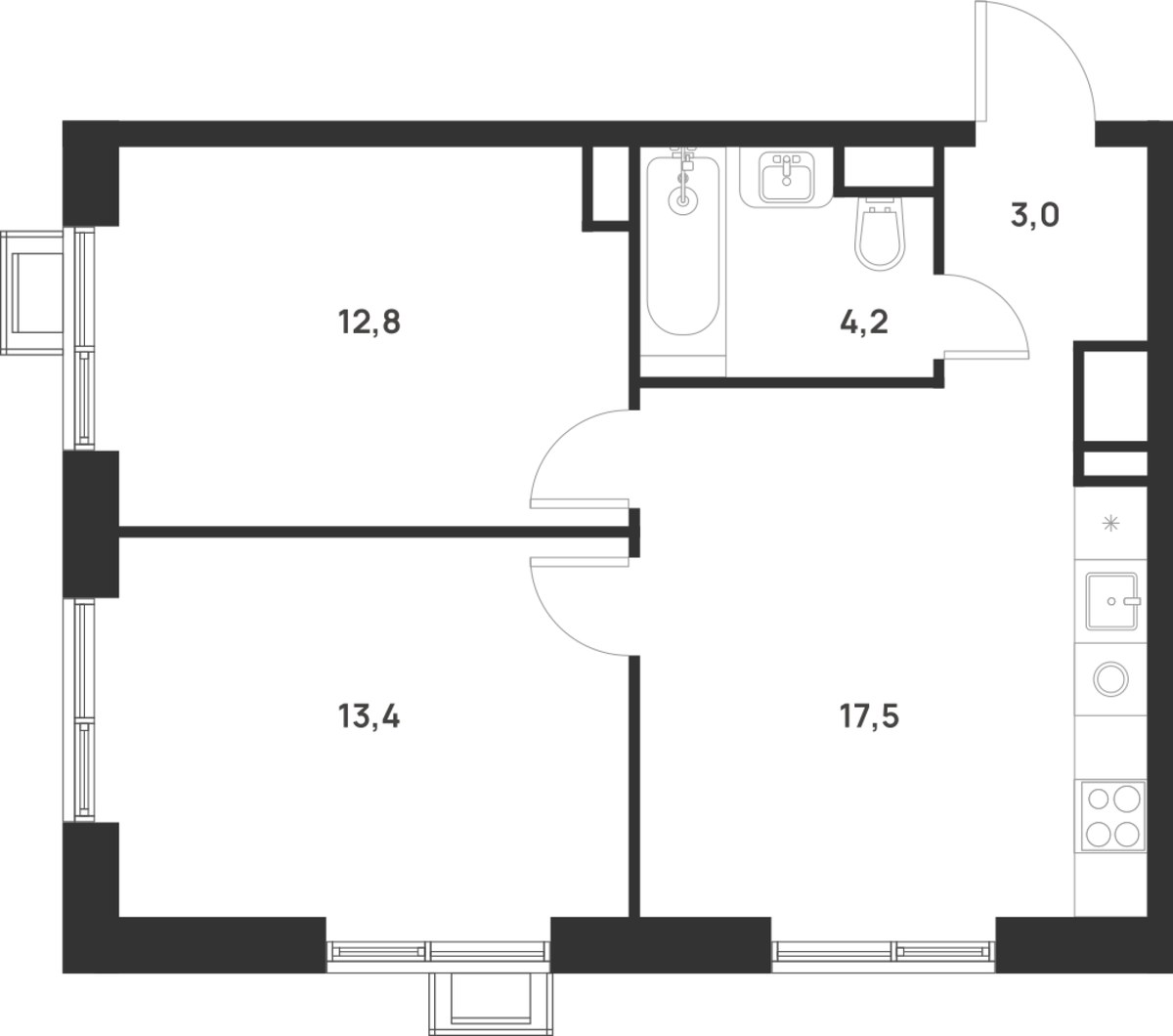 Планировка 50.9 м²