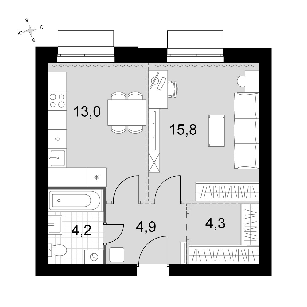 Планировка 42.2 м²