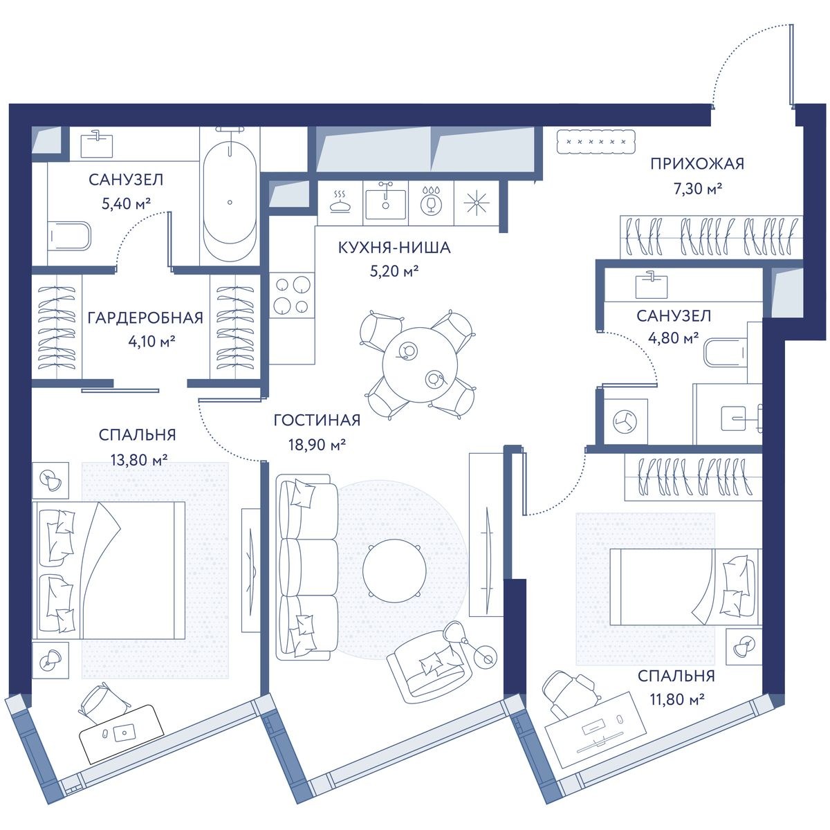 Планировка 71.5 м²
