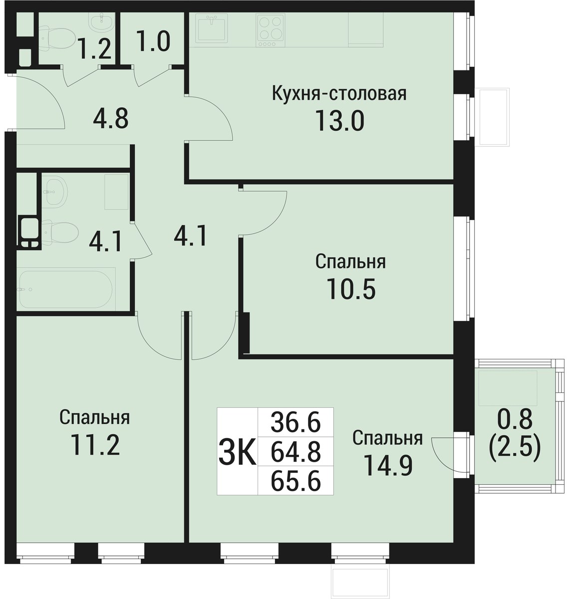 Планировка 65.6 м²