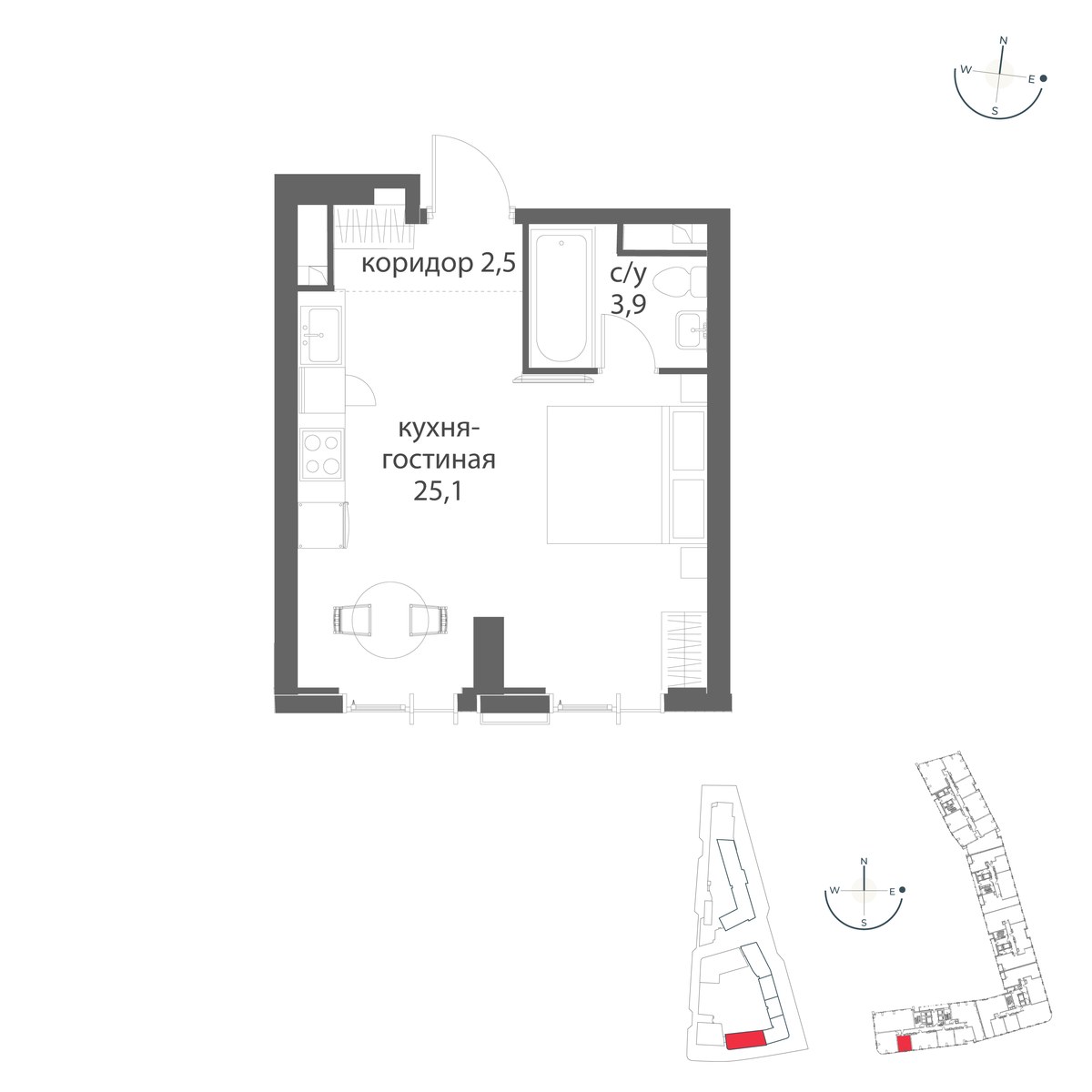 Планировка 31.5 м²