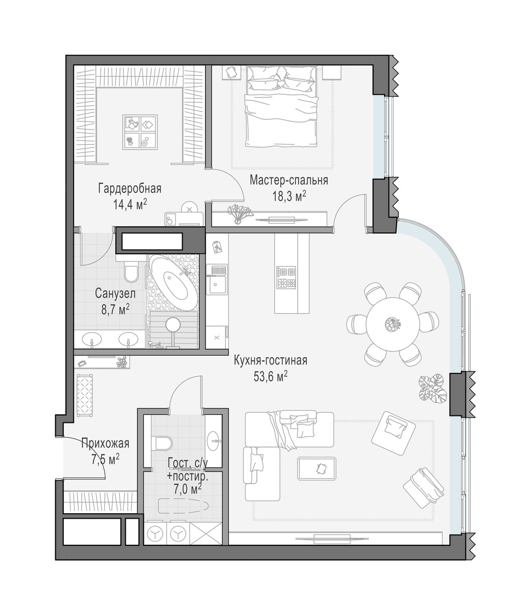 Планировка 107.6 м²