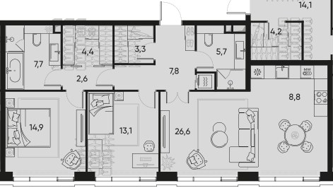 Планировка 95.5 м²