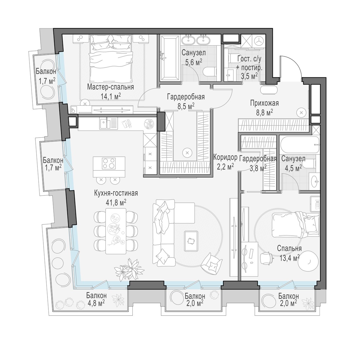 Планировка 111.9 м²