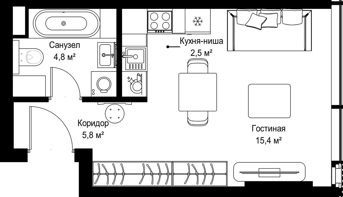 Планировка 28.5 м²