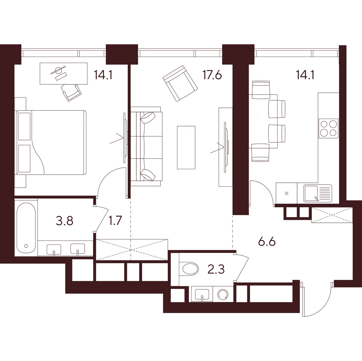 Планировка 60.2 м²