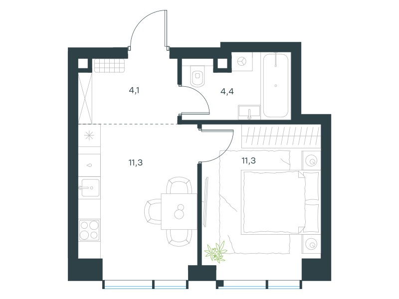 Планировка 31.1 м²