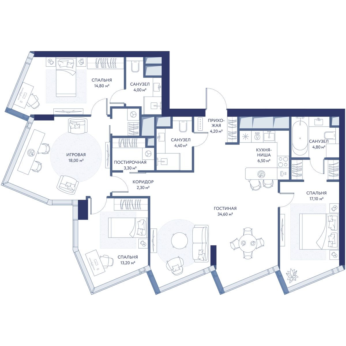 Планировка 129.1 м²