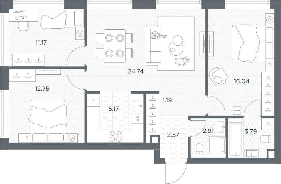 Планировка 81.34 м²