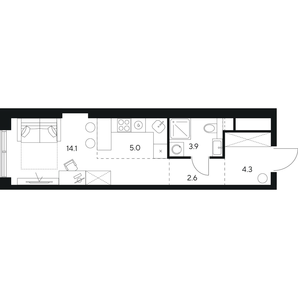 Планировка 29.9 м²