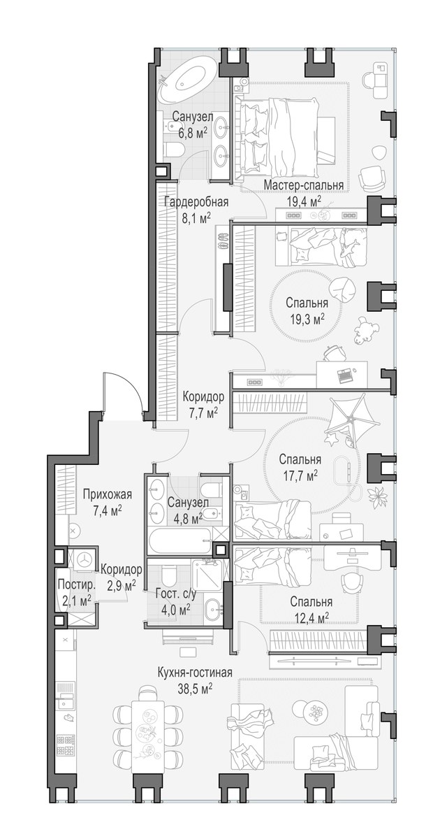 Планировка 150.9 м²