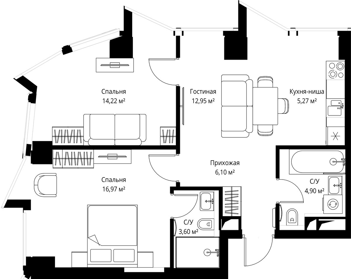 Планировка 63.7 м²