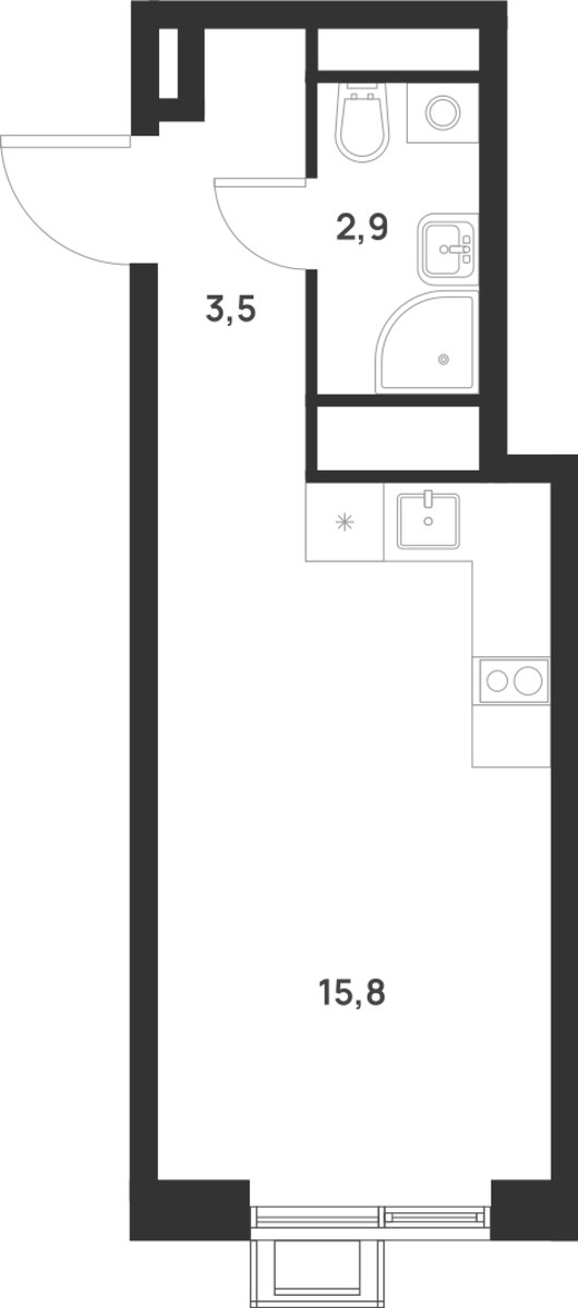 Планировка 22.2 м²