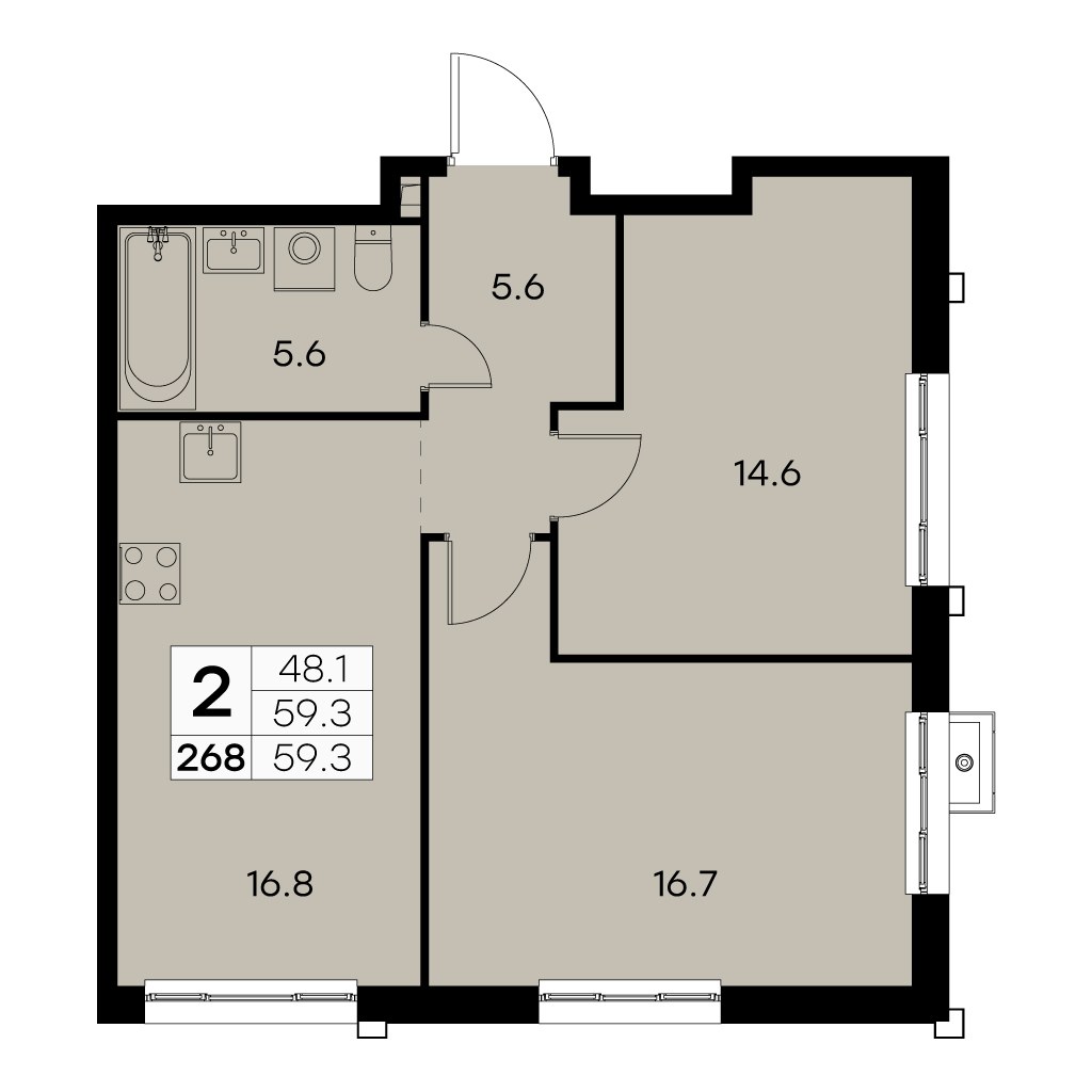Планировка 59.1 м²