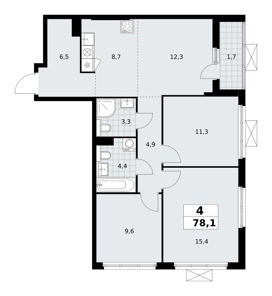 Планировка 77.9 м²