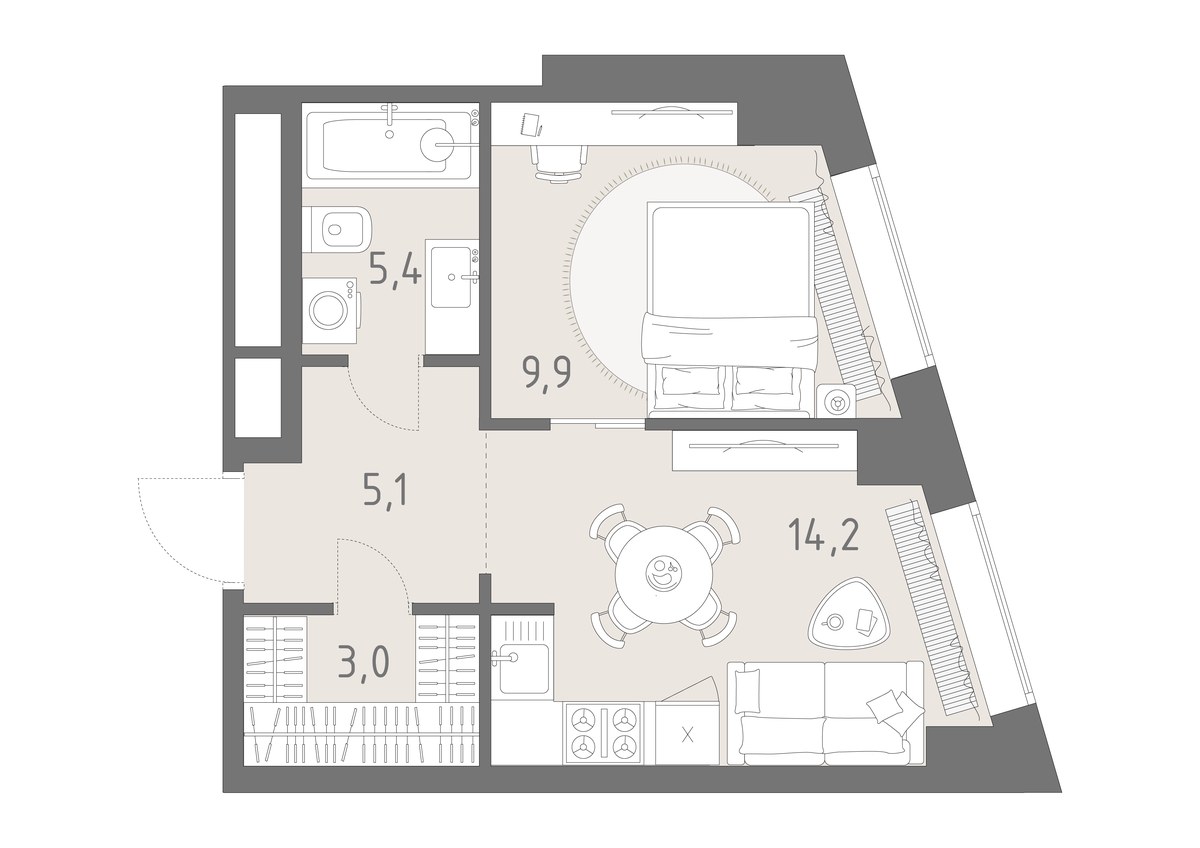 Планировка 37.6 м²