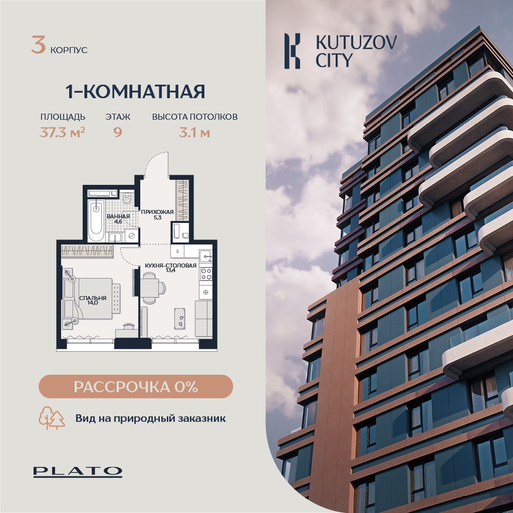 Планировка 37.3 м²