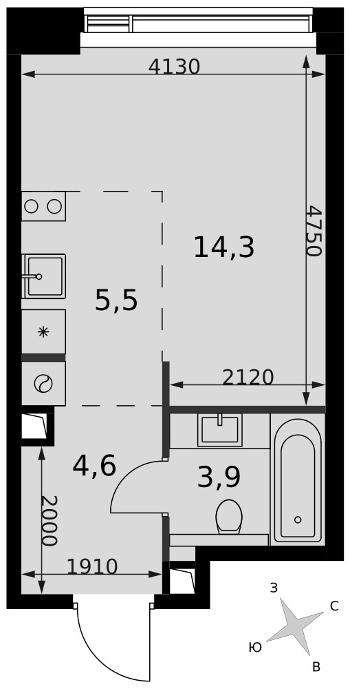 Планировка 28.3 м²