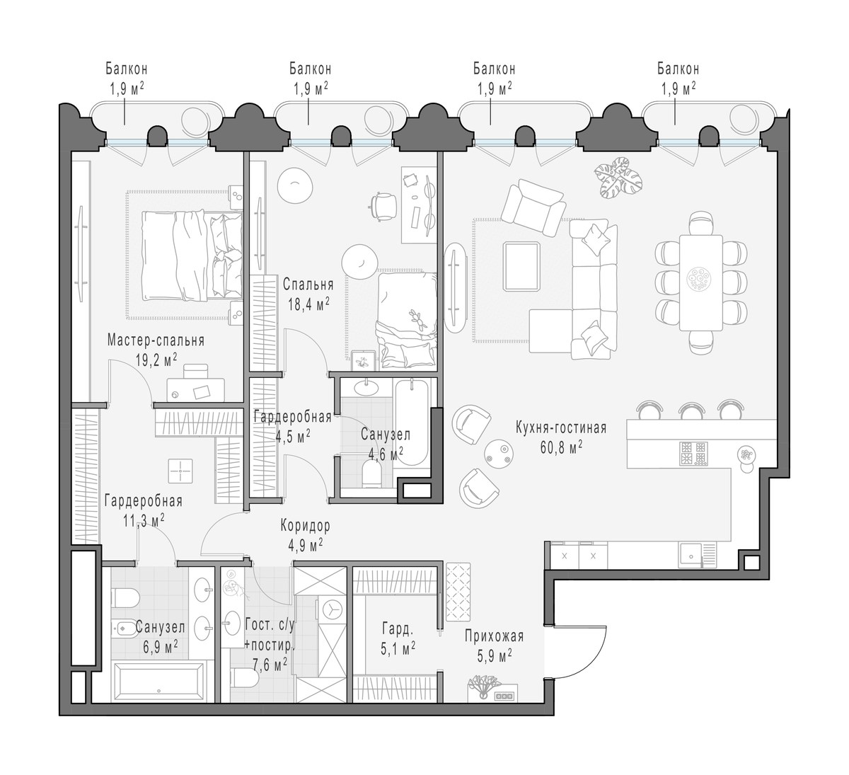 Планировка 149.0 м²