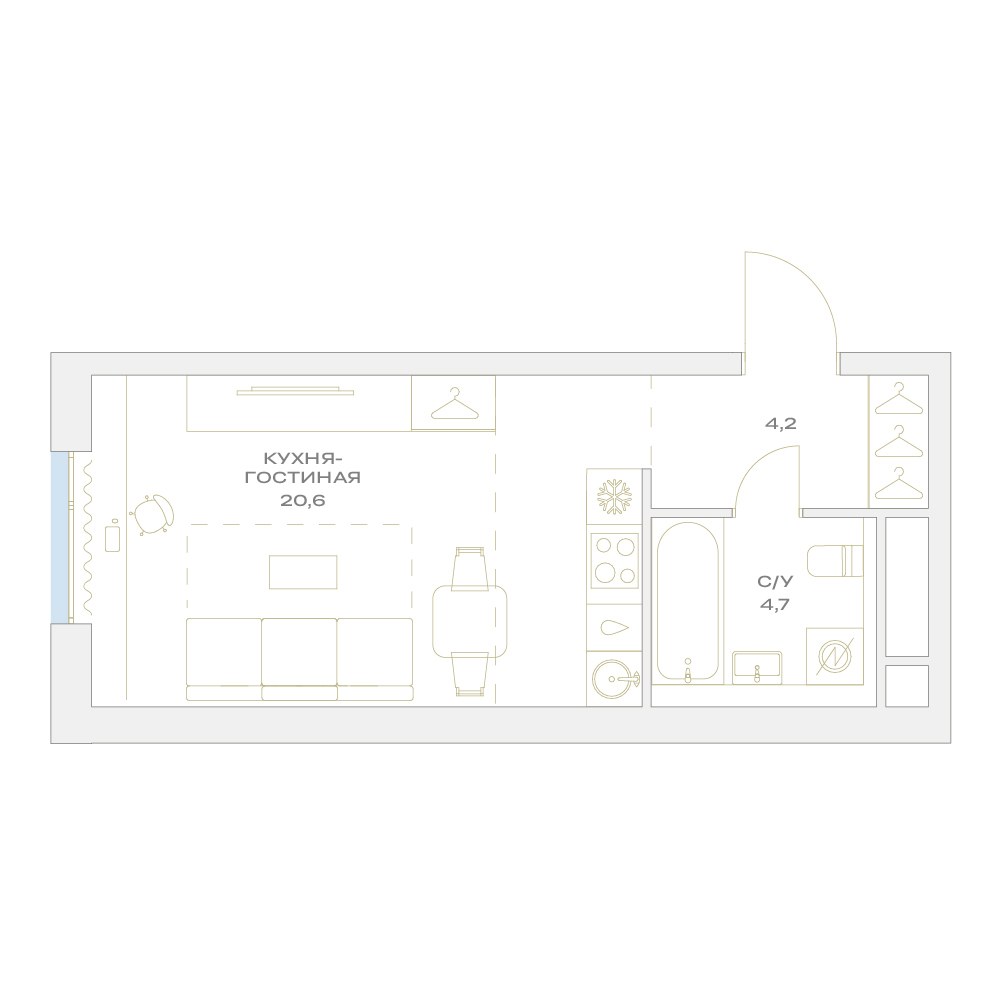 Планировка 29.5 м²