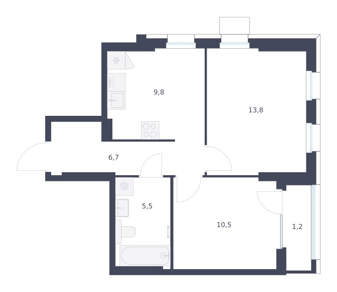 Планировка 47.5 м²