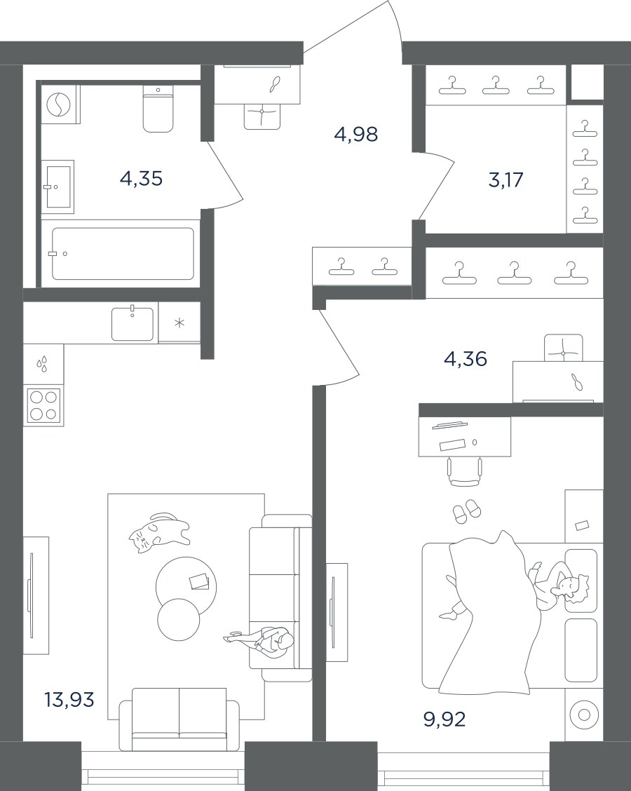 Планировка 40.71 м²