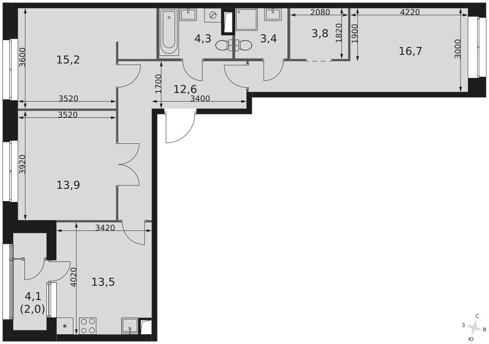 Планировка 85.4 м²