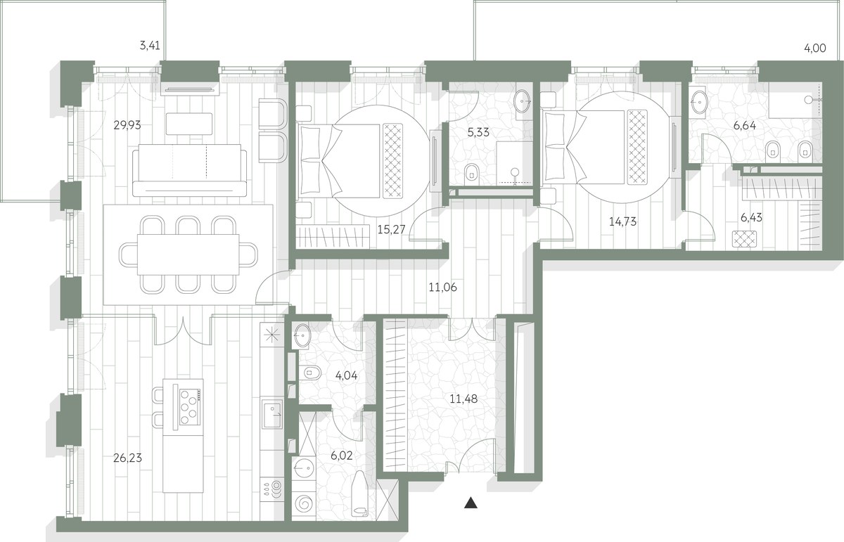 Планировка 144.57 м²