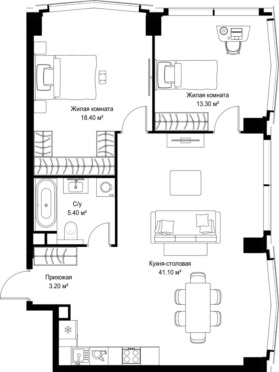 Планировка 81.4 м²