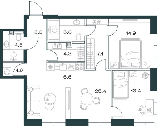 Планировка 88.3 м²