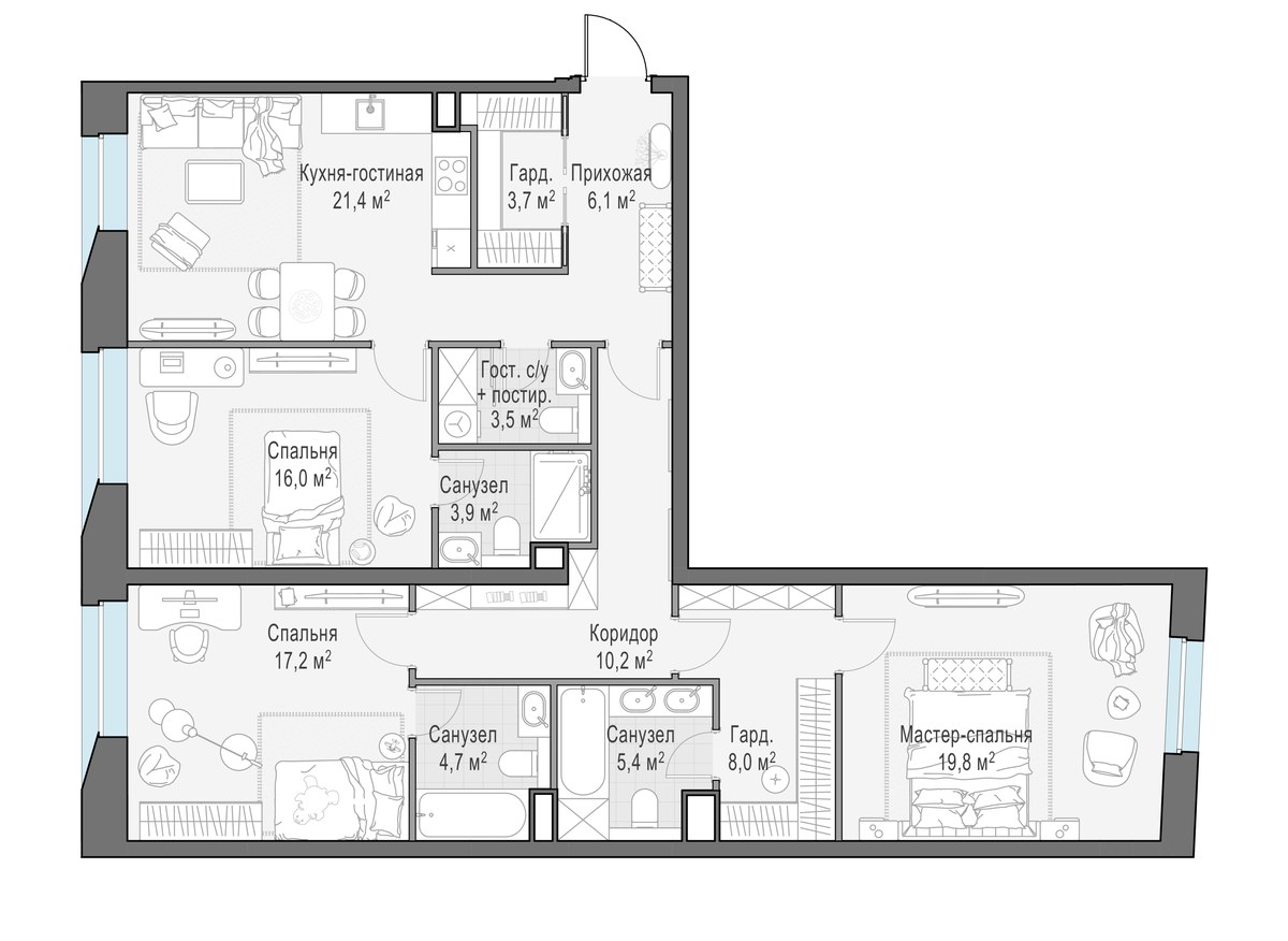 Планировка 120.8 м²