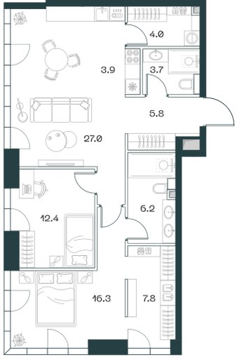 Планировка 87.1 м²