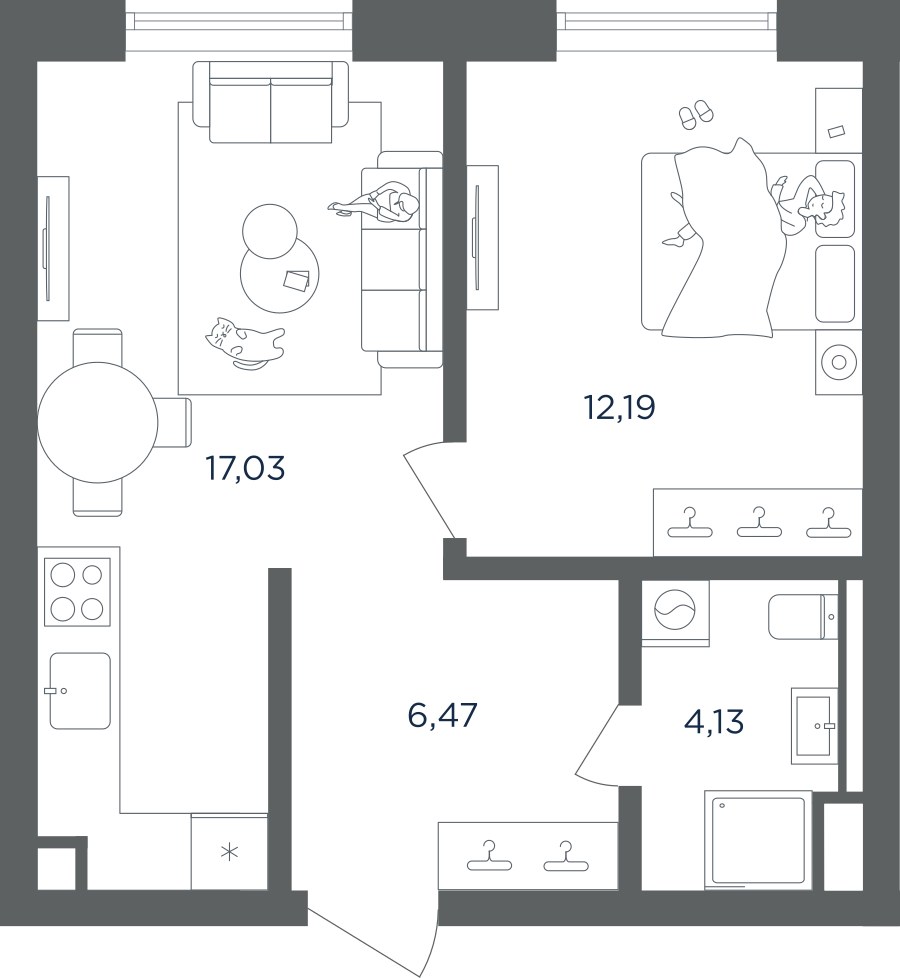 Планировка 39.82 м²